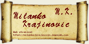 Milanko Krajinović vizit kartica